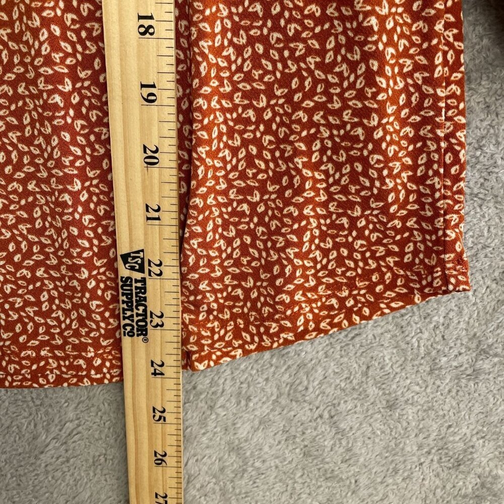 NWOT Adrianna Papell Women's XS Rust Floral Print Blouse With Smocked Neck J1002 - Picture 4 of 14